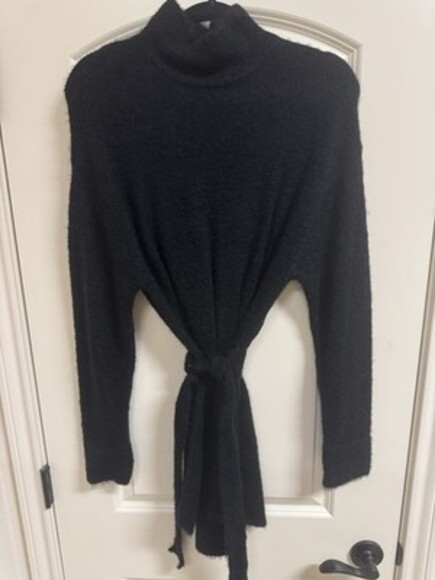 Black Turtle Neck Sweater Dress Size Small With Tie Belt - Picture 2 of 4